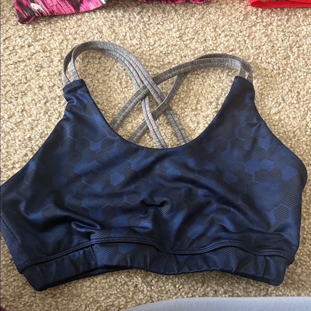 Asics Dark Blue and Gray Sports Bra